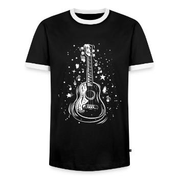 Ukulele Sketch - Men's Ringer Shirt - black/white - Front - AI Model Female 172 light (172cm) & AI Model Male 178 light (178cm)