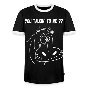 Weißes Nilpferd - Männer Kontrast-T-Shirt - Schwarz/Weiß - Vorne - AI Model Female 172 light (172cm) & AI Model Male 178 light (178cm)
