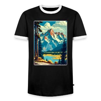 Affiche de voyage souvenir du parc national de Grand Teton - T-shirt contrasté Homme - noir/blanc - Devant - AI Model Female 172 light (172cm) & AI Model Male 178 light (178cm)