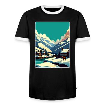 Verbier Ski Resort Mountain Switzerland Travel WPA - Männer Kontrast-T-Shirt - Schwarz/Weiß - Vorne - AI Model Female 172 light (172cm) & AI Model Male 178 light (178cm)