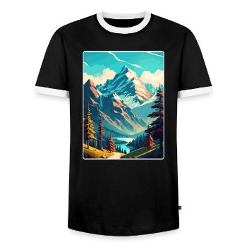 Alpes bavaroises Allemagne Affiche de voyage Souvenir WPA - T-shirt contrasté Homme - noir/blanc - Devant - AI Model Female 172 light (172cm) & AI Model Male 178 light (178cm)