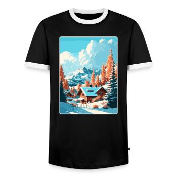 Méribel Ski Ski Voyage Affiche Peinture Souvenir WP - T-shirt contrasté Homme - noir/blanc - Devant - AI Model Female 172 light (172cm) & AI Model Male 178 light (178cm)