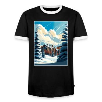Beaver Creek Ski Reise Poster Souvenir Farbe WPA - Männer Kontrast-T-Shirt - Schwarz/Weiß - Vorne - AI Model Female 172 light (172cm) & AI Model Male 178 light (178cm)