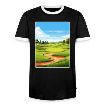 Southern Hills Country Club Golf Course Travel WPA - Men's Ringer Shirt - black/white - Front - AI Model Female 172 light (172cm) & AI Model Male 178 light (178cm)