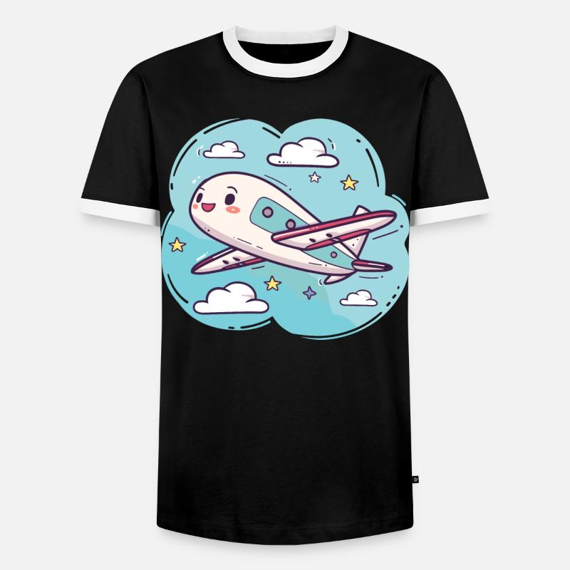 Flugzeug Comic Look - Männer Kontrast-T-Shirt - Schwarz/Weiß