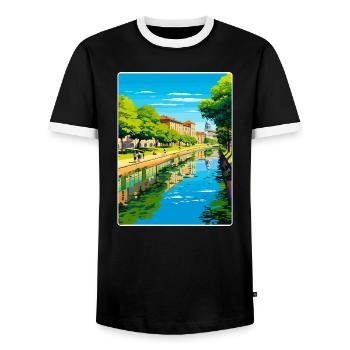 Padua Palermo Town Italy Travel Poster Souvenir - Men's Ringer Shirt - black/white - Front - AI Model Female 172 light (172cm) & AI Model Male 178 light (178cm)