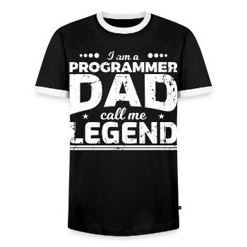 Coder Dad - Men's Ringer Shirt - black/white - Front - AI Model Female 172 light (172cm) & AI Model Male 178 light (178cm)