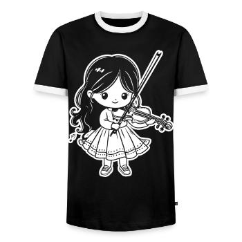 Violinen Mädchen - Männer Kontrast-T-Shirt - Schwarz/Weiß - Vorne - AI Model Female 172 light (172cm) & AI Model Male 178 light (178cm)