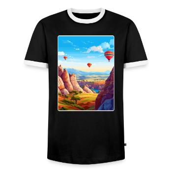 Kappadokien Türkei Reise Poster Souvenir Farbe WPA - Männer Kontrast-T-Shirt - Schwarz/Weiß - Vorne - AI Model Female 172 light (172cm) & AI Model Male 178 light (178cm)