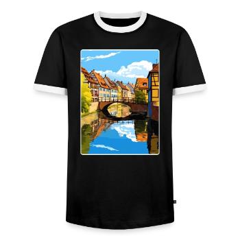 Colmar Frankreich Reise Poster Souvenir Malerei WPA - Männer Kontrast-T-Shirt - Schwarz/Weiß - Vorne - AI Model Female 172 light (172cm) & AI Model Male 178 light (178cm)