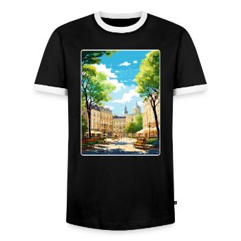 Aix En Provence France Travel Poster Souvenir WPA - Men's Ringer Shirt - black/white - Front - AI Model Female 172 light (172cm) & AI Model Male 178 light (178cm)