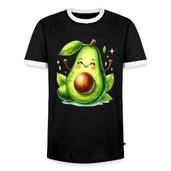 Avocado Funny Positive Optimism Gift - Men's Ringer Shirt - black/white - Front - AI Model Female 172 light (172cm) & AI Model Male 178 light (178cm)