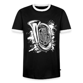 Tuba drôle - T-shirt contrasté Homme - noir/blanc - Devant - AI Model Female 172 light (172cm) & AI Model Male 178 light (178cm)