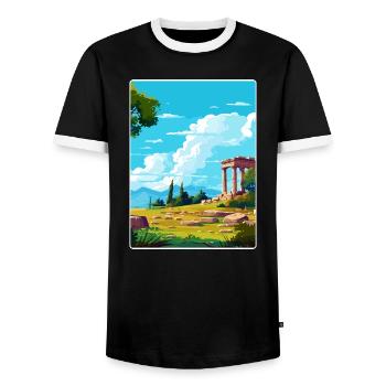 Antikes Griechenland Reiseposter Souvenir WPA - Männer Kontrast-T-Shirt - Schwarz/Weiß - Vorne - AI Model Female 172 light (172cm) & AI Model Male 178 light (178cm)