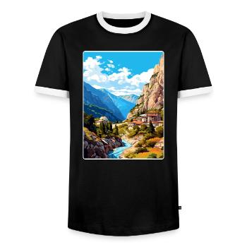 Samaria Schlucht Reise Poster Souvenir Malerei WPA - Männer Kontrast-T-Shirt - Schwarz/Weiß - Vorne - AI Model Female 172 light (172cm) & AI Model Male 178 light (178cm)