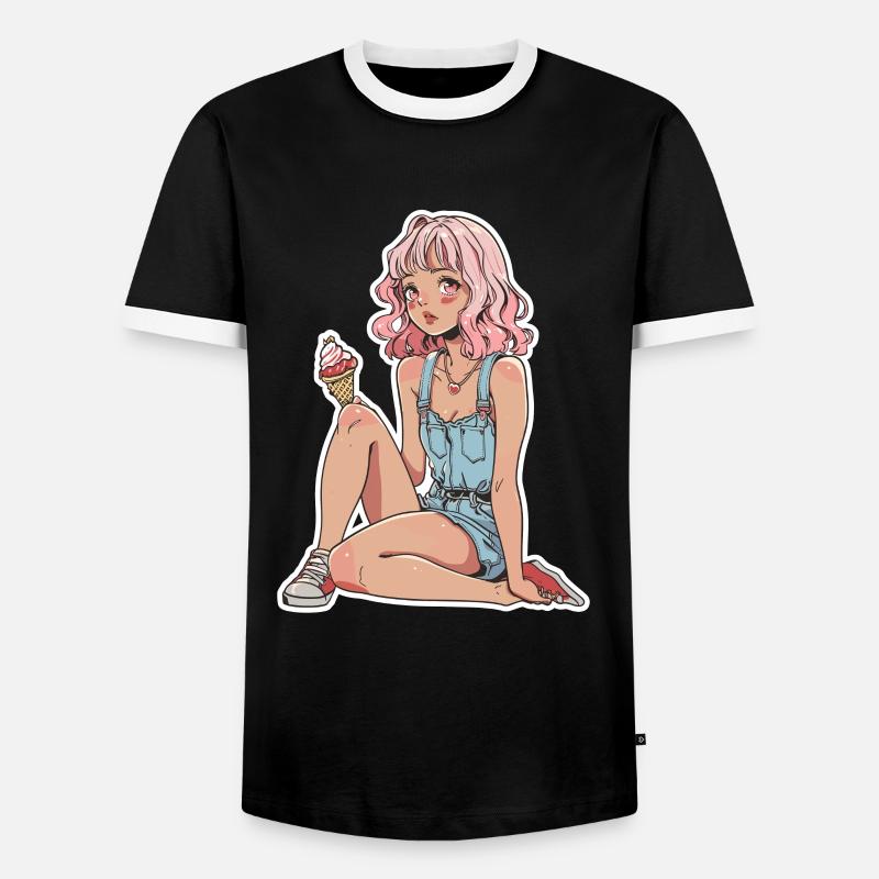 Eiscreme Mädchen - Männer Kontrast-T-Shirt - Schwarz/Weiß
