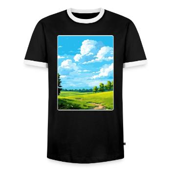 Altmühlsee Allemagne Affiche de voyage Peinture souvenir WP - T-shirt contrasté Homme - noir/blanc - Devant - AI Model Female 172 light (172cm) & AI Model Male 178 light (178cm)