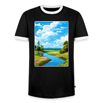 Unteres Odertal Deutschland Reiseposter Souvenir - Männer Kontrast-T-Shirt - Schwarz/Weiß - Vorne - AI Model Female 172 light (172cm) & AI Model Male 178 light (178cm)