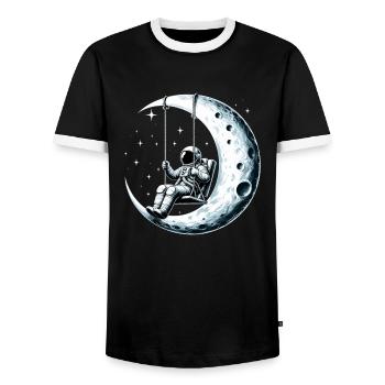 astronaute astronaute astronaute balançoire à bascule lune gesch - T-shirt contrasté Homme - noir/blanc - Devant - AI Model Female 172 light (172cm) & AI Model Male 178 light (178cm)