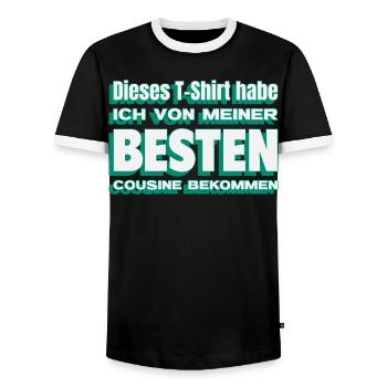 Geschenk von meiner besten Cousine - Männer Kontrast-T-Shirt - Schwarz/Weiß - Vorne - AI Model Female 172 light (172cm) & AI Model Male 178 light (178cm)