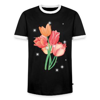 Tulipe Tulipes Fleurs Jardin Jardinier Nature - T-shirt contrasté Homme - noir/blanc - Devant - AI Model Female 172 light (172cm) & AI Model Male 178 light (178cm)
