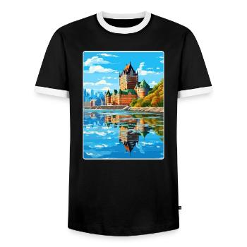 Québec Canada Affiche de voyage Peinture Souvenir WP - T-shirt contrasté Homme - noir/blanc - Devant - AI Model Female 172 light (172cm) & AI Model Male 178 light (178cm)