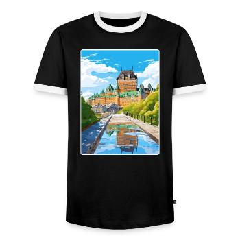 Québec Canada Affiche de voyage Peinture Souvenir WP - T-shirt contrasté Homme - noir/blanc - Devant - AI Model Female 172 light (172cm) & AI Model Male 178 light (178cm)