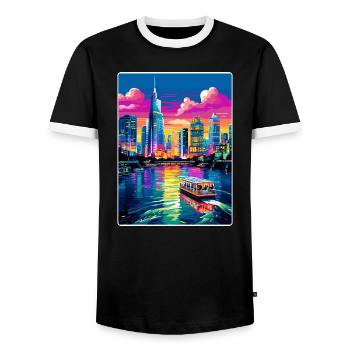 Bangkok Thailand Thai Reise Poster Souvenir WPA - Männer Kontrast-T-Shirt - Schwarz/Weiß - Vorne - AI Model Female 172 light (172cm) & AI Model Male 178 light (178cm)
