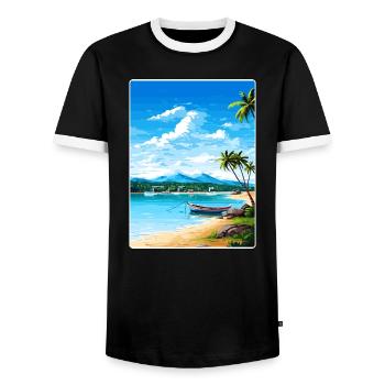 Ko Samui Thaïlande Affiche de voyage thaïlandaise Souvenir WPA - T-shirt contrasté Homme - noir/blanc - Devant - AI Model Female 172 light (172cm) & AI Model Male 178 light (178cm)