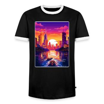 Bangkok Thailand Thai Reise Poster Souvenir WPA - Männer Kontrast-T-Shirt - Schwarz/Weiß - Vorne - AI Model Female 172 light (172cm) & AI Model Male 178 light (178cm)