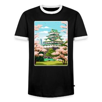 Osaka Japon Voyage Affiche Souvenir Carte Postale Peinture - T-shirt contrasté Homme - noir/blanc - Devant - AI Model Female 172 light (172cm) & AI Model Male 178 light (178cm)