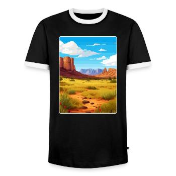 Big Bend National Park Travel Poster Souvenir WPA - Men's Ringer Shirt - black/white - Front - AI Model Female 172 light (172cm) & AI Model Male 178 light (178cm)