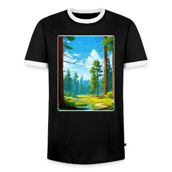 Sequoia Nationalpark Kalifornien Reiseposter WPA - Männer Kontrast-T-Shirt - Schwarz/Weiß - Vorne - AI Model Female 172 light (172cm) & AI Model Male 178 light (178cm)