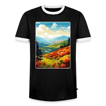 Affiche de voyage du parc national des Great Smoky Mountains - T-shirt contrasté Homme - noir/blanc - Devant - AI Model Female 172 light (172cm) & AI Model Male 178 light (178cm)