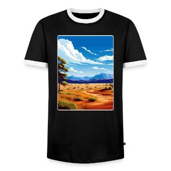 Great Basin National Park Travel Poster Souvenir - Men's Ringer Shirt - black/white - Front - AI Model Female 172 light (172cm) & AI Model Male 178 light (178cm)