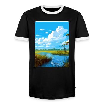Affiche de voyage souvenir du parc national des Everglades - T-shirt contrasté Homme - noir/blanc - Devant - AI Model Female 172 light (172cm) & AI Model Male 178 light (178cm)