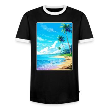 Île Caraïbes Voyage Poster Souvenir - T-shirt contrasté Homme - noir/blanc - Devant - AI Model Female 172 light (172cm) & AI Model Male 178 light (178cm)