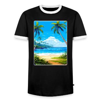 Barbade Caraïbes Voyage Affiche Souvenir Peinture WP - T-shirt contrasté Homme - noir/blanc - Devant - AI Model Female 172 light (172cm) & AI Model Male 178 light (178cm)