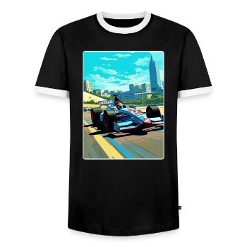 Austin Circuit Motorsport Rennen Texas Reiseposter - Männer Kontrast-T-Shirt - Schwarz/Weiß - Vorne - AI Model Female 172 light (172cm) & AI Model Male 178 light (178cm)