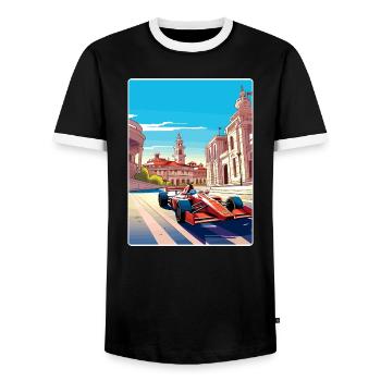 Barcelona Circuit Motorsport Race Spain Travel WPA - Men's Ringer Shirt - black/white - Front - AI Model Female 172 light (172cm) & AI Model Male 178 light (178cm)