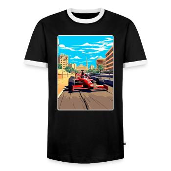 Barcelona Circuit Motorsport Race Spain Travel WPA - Men's Ringer Shirt - black/white - Front - AI Model Female 172 light (172cm) & AI Model Male 178 light (178cm)