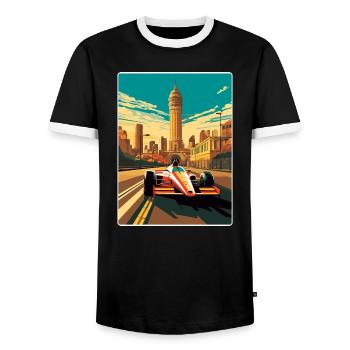 Melbourne Circuit Motorsport Rennen Australien Rennen - Männer Kontrast-T-Shirt - Schwarz/Weiß - Vorne - AI Model Female 172 light (172cm) & AI Model Male 178 light (178cm)