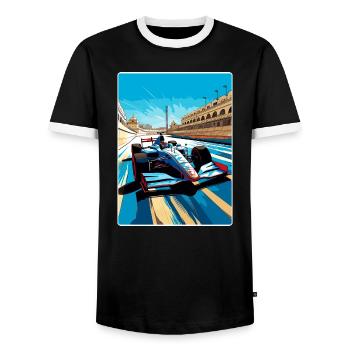 Jerez Circuit Motorsport Race Spain Travel Poster - Men's Ringer Shirt - black/white - Front - AI Model Female 172 light (172cm) & AI Model Male 178 light (178cm)