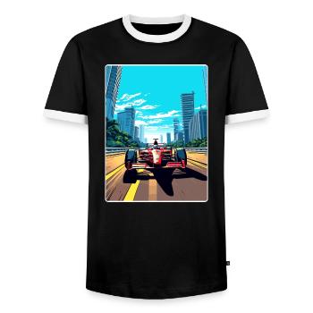 Sao Paulo Circuit Motorsport Race Brazil Travel - Men's Ringer Shirt - black/white - Front - AI Model Female 172 light (172cm) & AI Model Male 178 light (178cm)