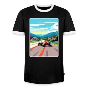 Spielberg Circuit Motorsport Rennen Österreich Reisen - Männer Kontrast-T-Shirt - Schwarz/Weiß - Vorne - AI Model Female 172 light (172cm) & AI Model Male 178 light (178cm)