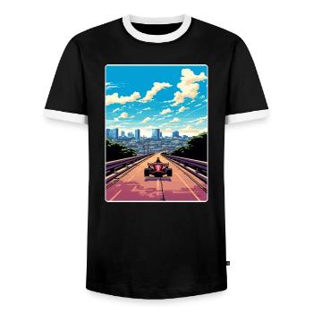 Austin Circuit Motorsport Rennen Texas Reiseposter - Männer Kontrast-T-Shirt - Schwarz/Weiß - Vorne - AI Model Female 172 light (172cm) & AI Model Male 178 light (178cm)