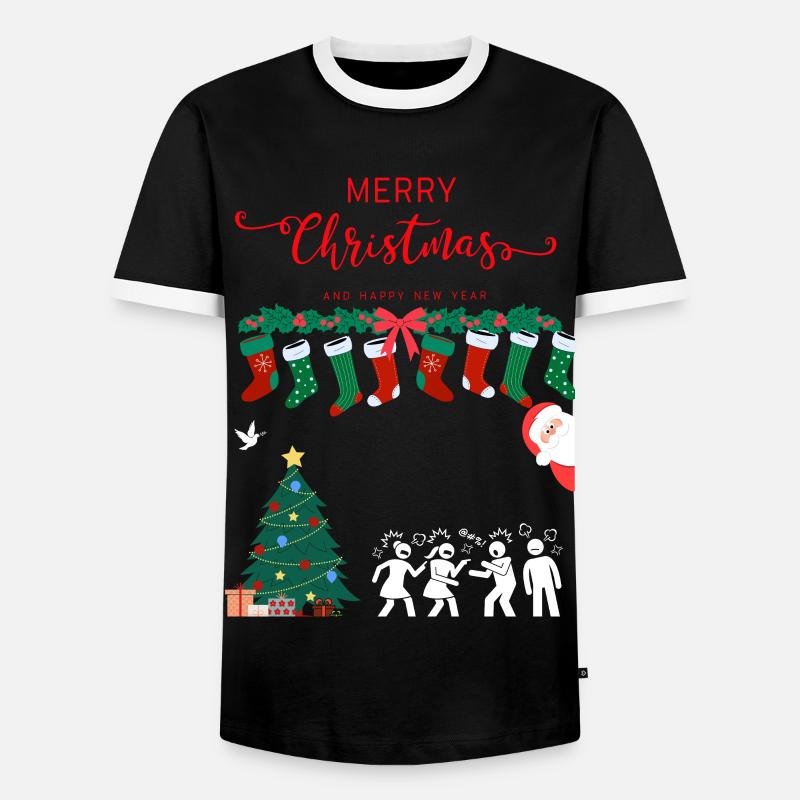 Frohe Weihnachten - Männer Kontrast-T-Shirt - Schwarz/Weiß
