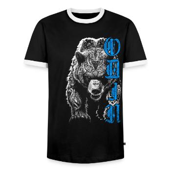 Odin Grizzly Ours Mythologie nordique Nordique - T-shirt contrasté Homme - noir/blanc - Devant - AI Model Female 172 light (172cm) & AI Model Male 178 light (178cm)