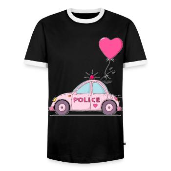 Police Herz Rosa - Männer Kontrast-T-Shirt - Schwarz/Weiß - Vorne - AI Model Female 172 light (172cm) & AI Model Male 178 light (178cm)