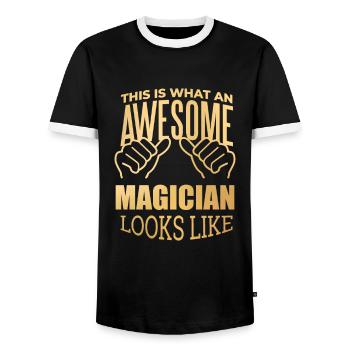 Zauberer - Männer Kontrast-T-Shirt - Schwarz/Weiß - Vorne - AI Model Female 172 light (172cm) & AI Model Male 178 light (178cm)